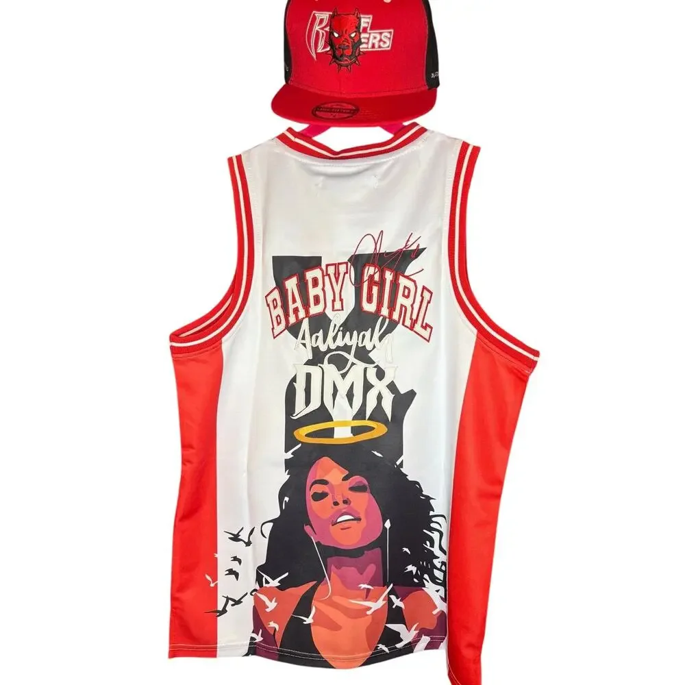SZ L - DMX/ Aaliyah Basketball Jersey & 7 1/8 Hat By HeadGear, New / Tags - Picture 2 of 2
